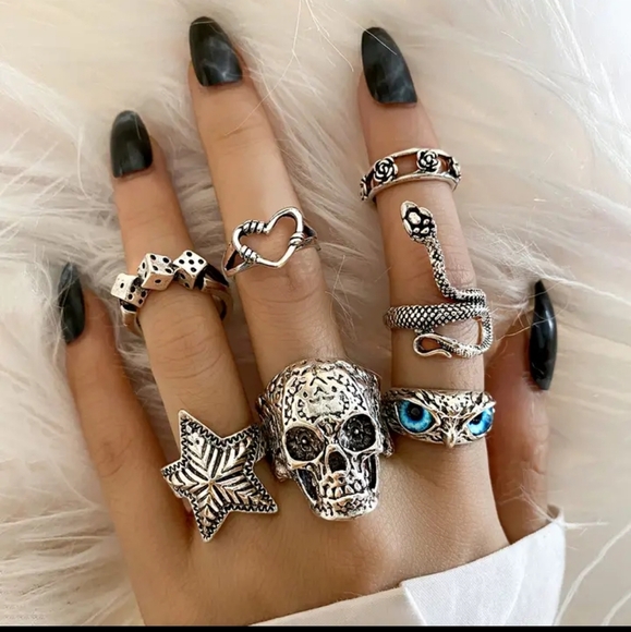 SKULL star eagle eye ring bundle - Picture 1 of 5